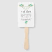 ミントと金ゴールドフローラストリングライト結婚式 プログラム ハンドファン (正面)