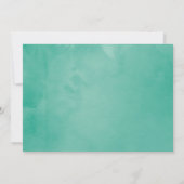 ミントと金ゴールドフローラライト結婚式の日付を保存 セーブザデート (裏面)