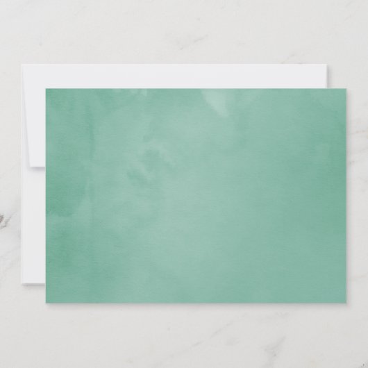 ミントと金ゴールドフローラライト結婚式の日付を保存 セーブザデート (裏面)