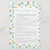 ミントと金ゴールドベビーシャワー子供部屋ライムクイズ (正面/裏面)