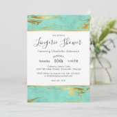 ミントと金ゴールドホイルフェイクランジェリーシャワー 招待状 (スタンド正面)