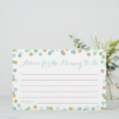ミントと金ゴールドママムカード用ベビーシャワーアドバイス (スタンド正面)
