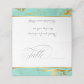 ミントと金ゴールドマーブルパタ結婚ーン プレイスカード (外部開封)