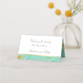 ミントと金ゴールドマーブルパタ結婚ーン プレイスカード (裏面)