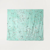 ミントと金ゴールド大理石テラッツォデザイン紙吹雪 タペストリー (正面(横))