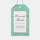 ミントと金ゴールド大理石パターンありがとう ギフトタグ (正面)