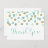 ミントと金ゴールド赤ちゃんシャワーありがとうはがき ポストカード (正面/裏面)