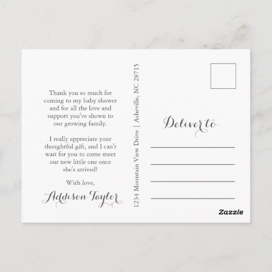 ミントと金ゴールド赤ちゃんシャワーありがとうはがき ポストカード (裏面)