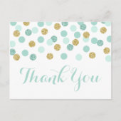 ミントと金ゴールド赤ちゃんシャワーありがとうはがき ポストカード (正面)