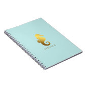 ミントと金フェイク箔シーホースパーソナライズされた ノートブック (右側)