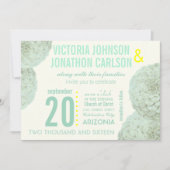 ミントと黄色のモダン多肉株結婚 招待状 (正面)