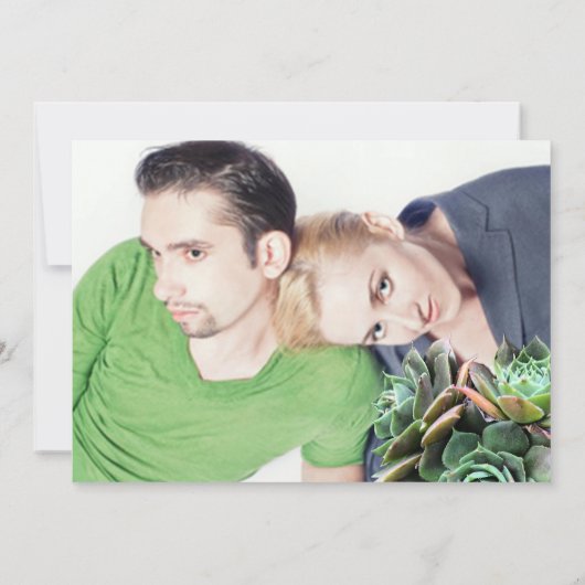 ミントと黄色のモダン多肉株結婚 招待状 (裏面)