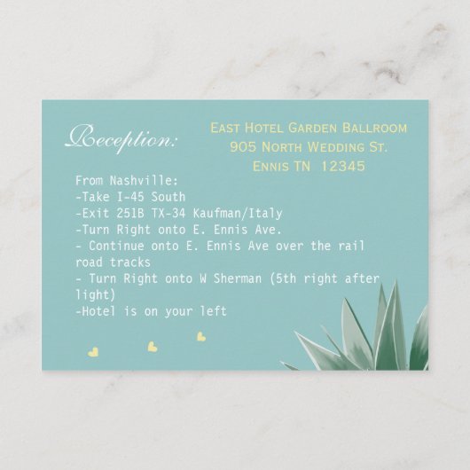 ミントと黄色の多肉株結婚の エンクロージャーカード (裏面)