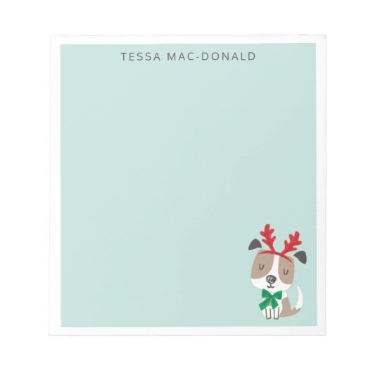 ミントにかわいいクリスマス犬 ノートパッド (正面)