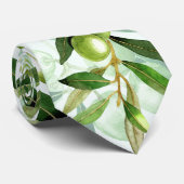 ミントにオリーブ手描き夏のフルーツパターン ネクタイ (ロール)