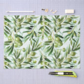 ミントにオリーブ手描き夏のフルーツパターン 薄葉紙 (クラフト)