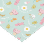 ミントにトーストのベーコンと卵を付けたかわいい朝食 テーブルクロス (アングル)