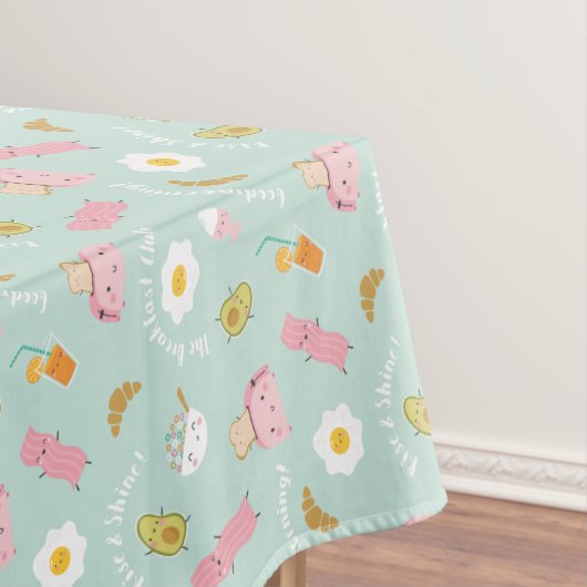 ミントにトーストのベーコンと卵を付けたかわいい朝食 テーブルクロス (インサイチュ)