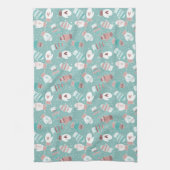 ミントに居心地の良い冬のクリスマスミッテンスのパターン キッチンタオル (縦)