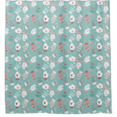 ミントに居心地の良い冬のクリスマスミッテンスのパターン シャワーカーテン (正面)