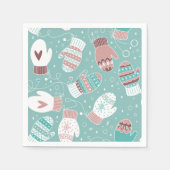 ミントに居心地の良い冬のクリスマスミッテンスのパターン スタンダードカクテルナプキン (正面)