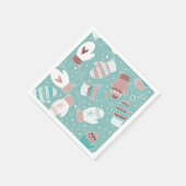 ミントに居心地の良い冬のクリスマスミッテンスのパターン スタンダードカクテルナプキン (角)