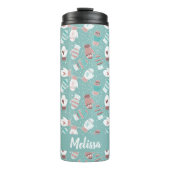 ミントに居心地の良い冬のクリスマスミッテンスのパターン タンブラー (正面)