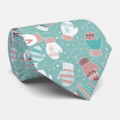 ミントに居心地の良い冬のクリスマスミッテンスのパターン ネクタイ (ロール)