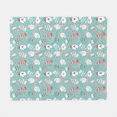 ミントに居心地の良い冬のクリスマスミッテンスのパターン フリースブランケット (正面(横))