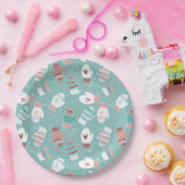 ミントに居心地の良い冬のクリスマスミッテンスのパターン ペーパープレート (パーティー)