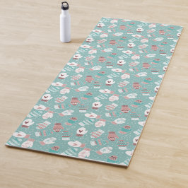 ミントに居心地の良い冬のクリスマスミッテンスのパターン ヨガマット