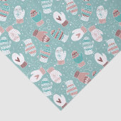 ミントに居心地の良い冬のクリスマスミッテンスのパターン 薄葉紙 (詳細)