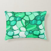 ミントに緑の色合いの澄ん石のように丸い アクセントクッション (正面)