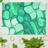 ミントに緑の色合いの澄ん石のように丸い キッチンタオル (折り畳み)