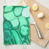 ミントに緑の色合いの澄ん石のように丸い キッチンタオル (四つ折り)