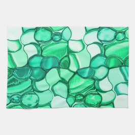 ミントに緑の色合いの澄ん石のように丸い キッチンタオル