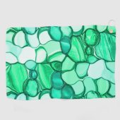 ミントに緑の色合いの澄ん石のように丸い ゴルフタオル (横)