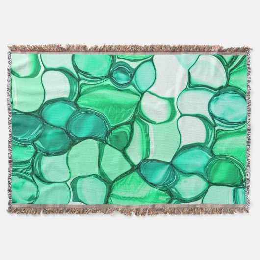 ミントに緑の色合いの澄ん石のように丸い スローブランケット (正面)