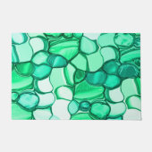 ミントに緑の色合いの澄ん石のように丸い ドアマット (正面)