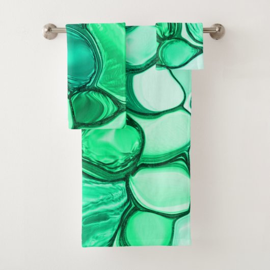 ミントに緑の色合いの澄ん石のように丸い バスタオルセット (インサイチュ)