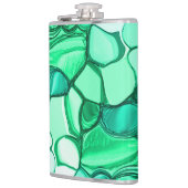 ミントに緑の色合いの澄ん石のように丸い フラスク (左)