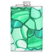 ミントに緑の色合いの澄ん石のように丸い フラスク (正面)