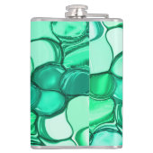 ミントに緑の色合いの澄ん石のように丸い フラスク (裏面)