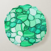 ミントに緑の色合いの澄ん石のように丸い ラウンドクッション (裏面)