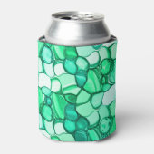 ミントに緑の色合いの澄ん石のように丸い 缶クーラー (缶正面)