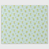 ミントに花を飾ったかわいい小さなカエル ラッピングペーパー (フラット)