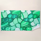 ミントに薄緑の色合いの石のように丸い ビーチタオル (正面)