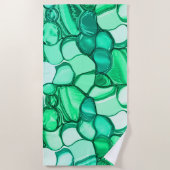 ミントに薄緑の色合いの石のように丸い ビーチタオル (正面)