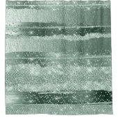 ミントのグレーの線のアートワークを描モダンく シャワーカーテン (正面)