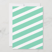 ミントのストライプのピンクの水彩画の花のベビーシャワー 招待状 (裏面)